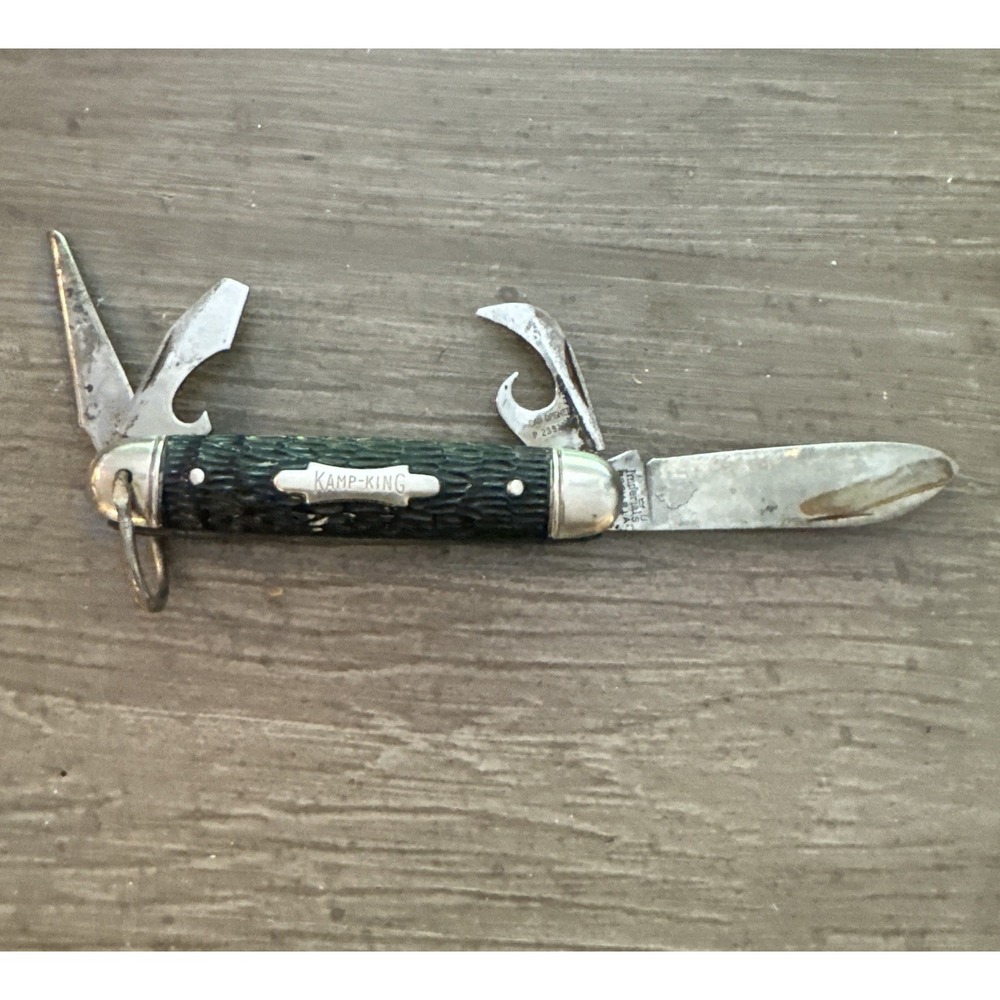 Imperial Knife Kamp King Black Jigged Handles VTG USA